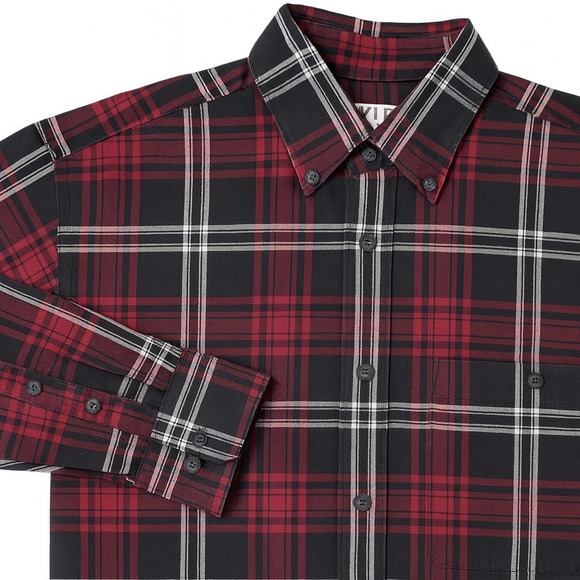 Orvis Flannel Red Shirt Mens L Large Button Up Black Pockets Euc - Picture 1 of 7